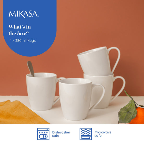 Mikasa Chalk Porcelain Mugs, Set of 4, 380ml, White image 7