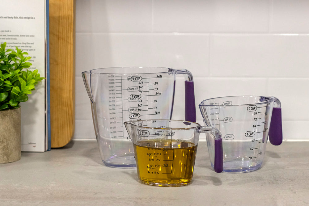Colourworks 3 Piece Purple Acrylic Measuring Jug Set