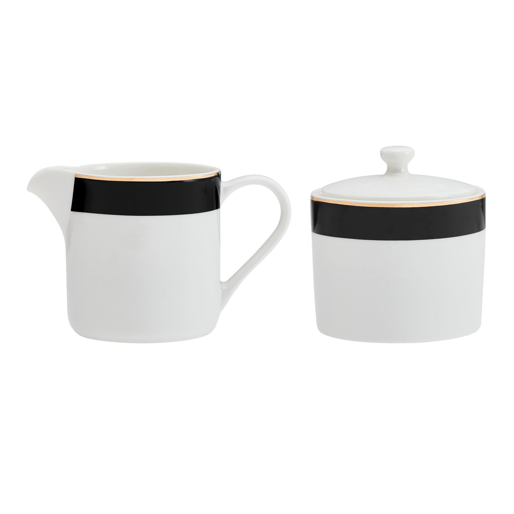Mikasa Luxe Deco China Sugar Pot and Creamer Set, 245ml, White image 1