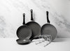 5pc Can-to-Pan Recycled Aluminium Frying Pan Set with 4x Non-Stick Frying Pans, 20cm, 24cm, 28cm & 30cm and Expanding Pan Rack image 4