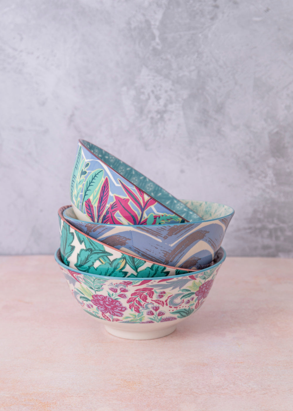 KitchenCraft Set of 4 Ceramic Cereal Bowls - 'Vibrance' Design