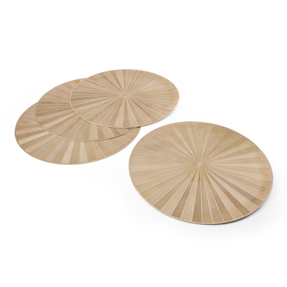 Mikasa Round Metallic Placemats, Set of 4, Gold, 38cm