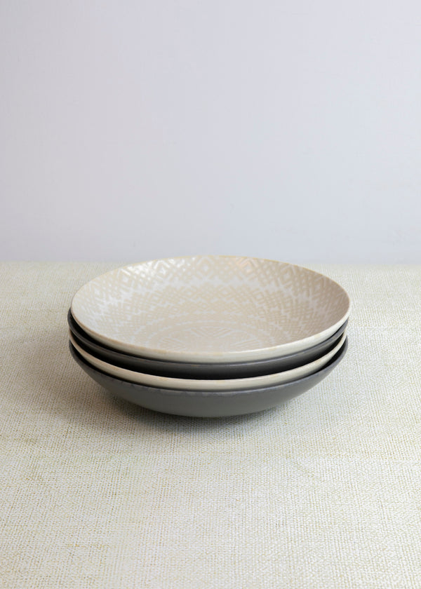 KitchenCraft Set of 4 Pasta Bowls in Gift Box, Lead-Free Glazed Stoneware - Embossed Grey image 12