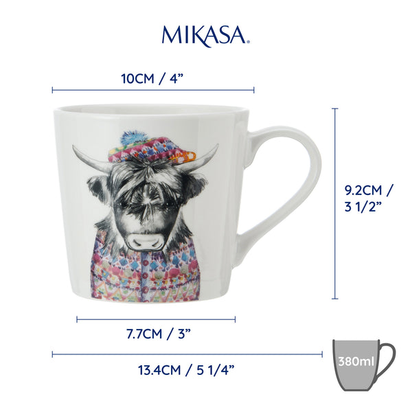 Mikasa Tipperleyhill Highland Cow Print Fine China Mug, 380ml image 8