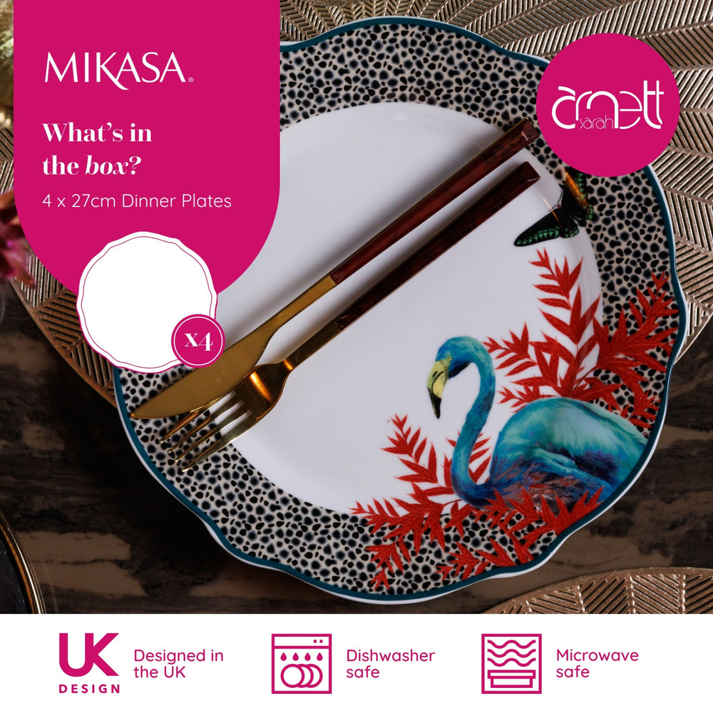 Mikasa x Sarah Arnett Porcelain Dinner Plate, Set of 4, 27cm