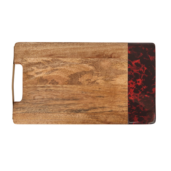 Artesà Mango Wood Rectangular Serving Platter with Tortoiseshell Resin Edge image 3