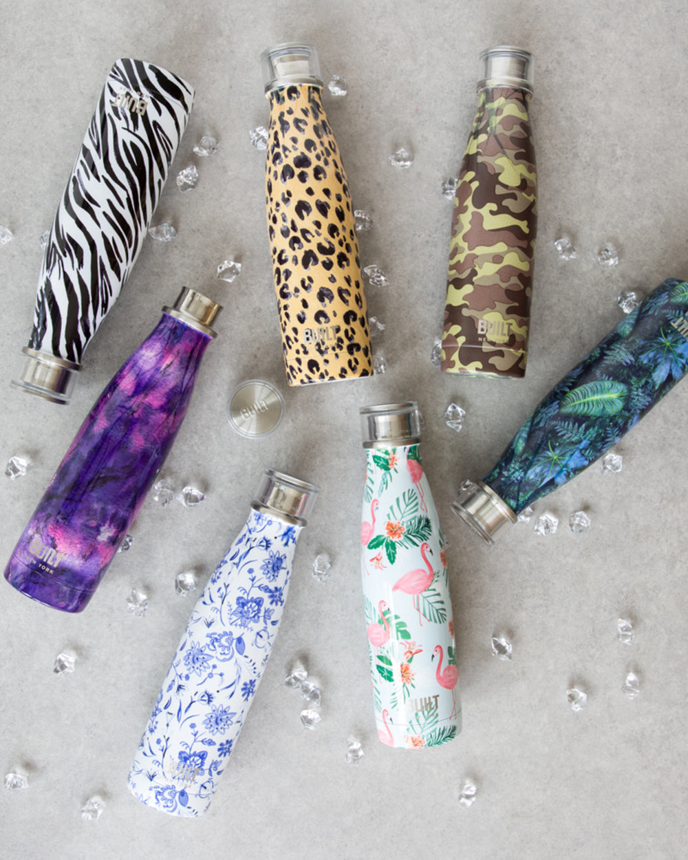 Built 500ml Double Walled Stainless Steel Water Bottle Purple Marble