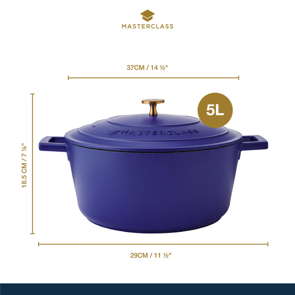 MasterClass Electric Blue Cast Aluminium Casserole Dish, 5L image 3