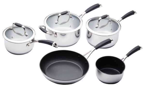 6pc Deluxe Cookware Set with 3x Saucepans with Glass Lids, x 1x Sauté Pan, 1x Milk Pan and 1x Quilted Single Oven Glove image 3