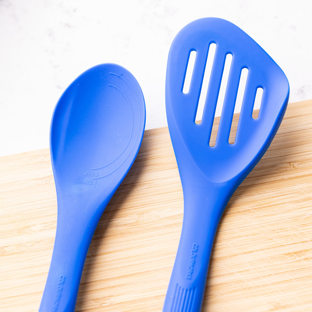 Colourworks Blue Silicone Fish Slice with Raised Edge, Slotted Design