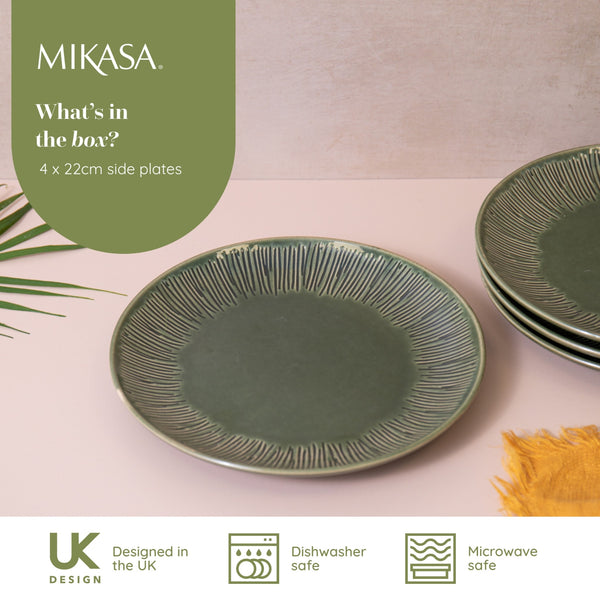 Mikasa Jardin Stoneware Side Plates, Set of 4, 21.5cm, Green image 8