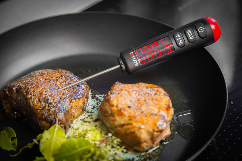 Taylor Pro Digital Food Thermometer Probe with Bright LED Display, Plastic / Stainless Steel - Black