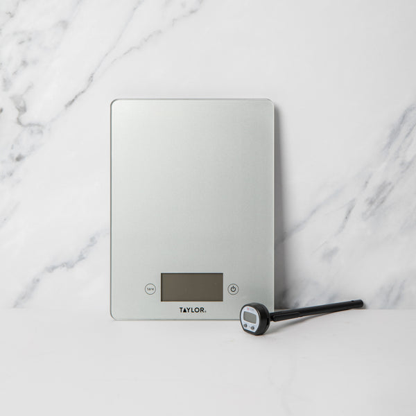 2pc Gift-Boxed Measuring Set with Silver Pro Glass Digital Kitchen Scale 5kg and Pro High-Temperature Thermometer image 2