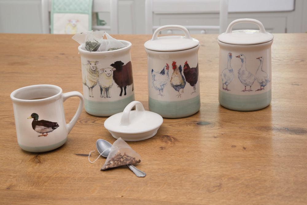 Apple Farm Sheep Coffee Canister Stoneware