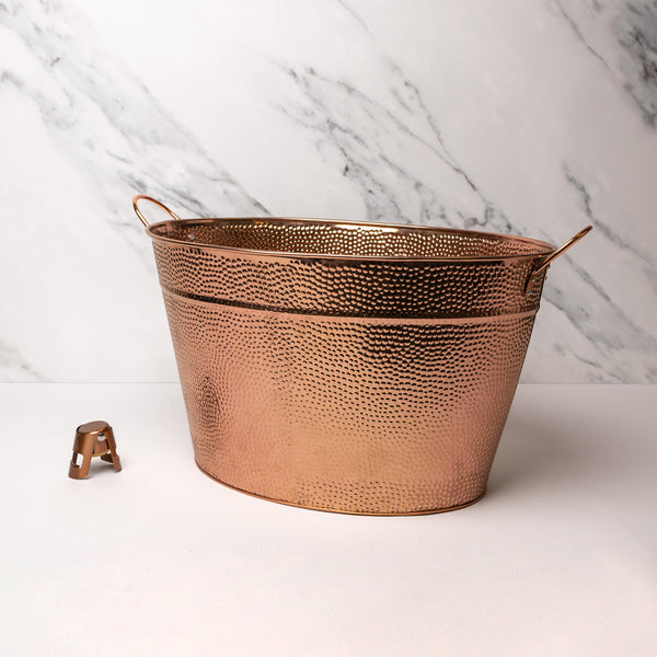 2pc Champagne Ice Bucket Set with Large Copper Ice Bucket and Stainless Steel Bottle Stopper image 2