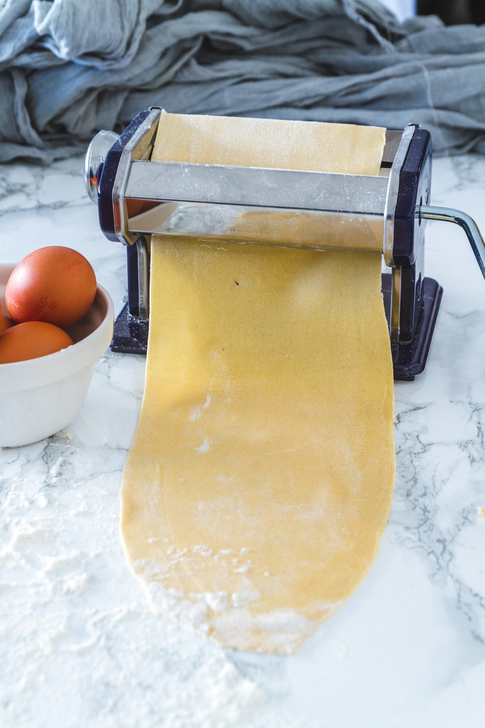 KitchenCraft World of Flavours Blue Stainless Steel Pasta Maker