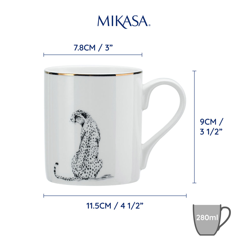 Mikasa Cheetah Straight-Sided Porcelain Mug, 280ml