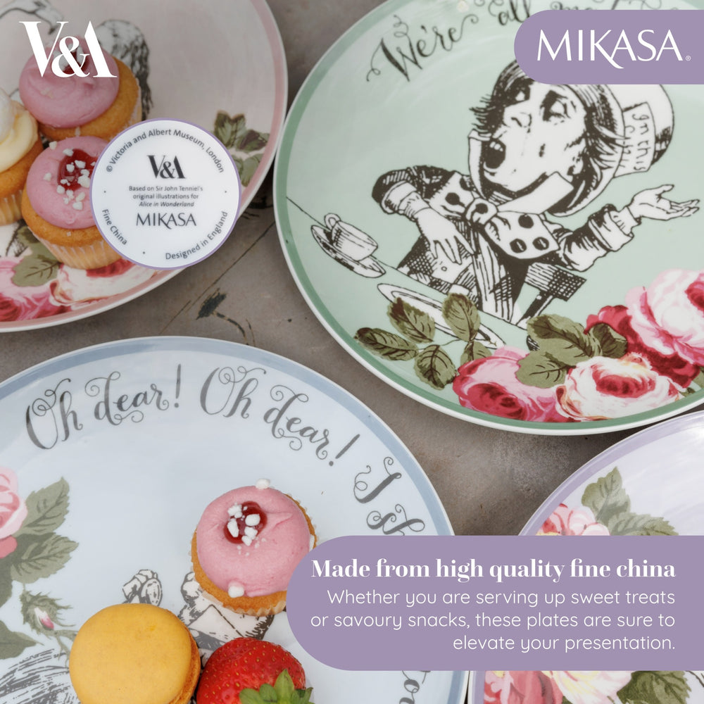 Mikasa and the V&A Alice In Wonderland Bone China Side Plates, Set of 4, 21cm