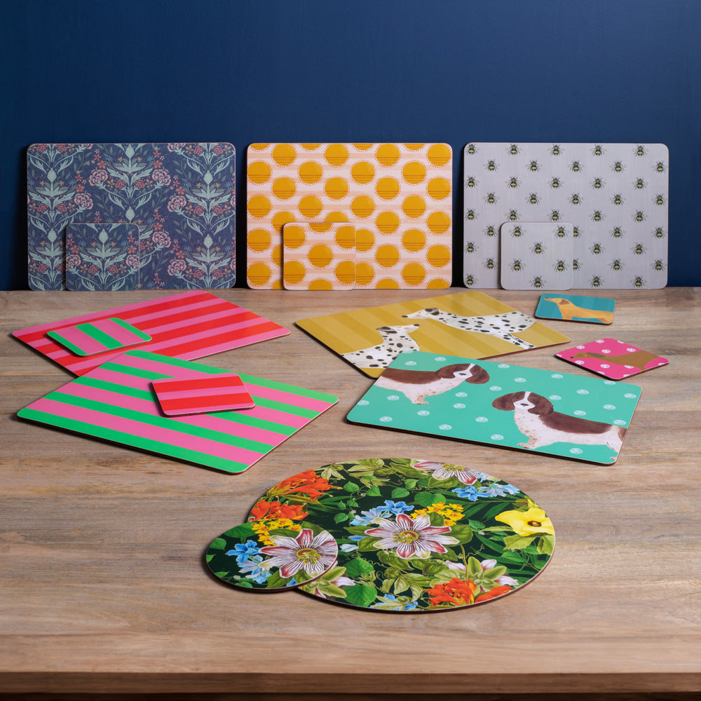 Creative Tops Tropical Floral Set Of 4 Round Placemats, 29 x 29CM