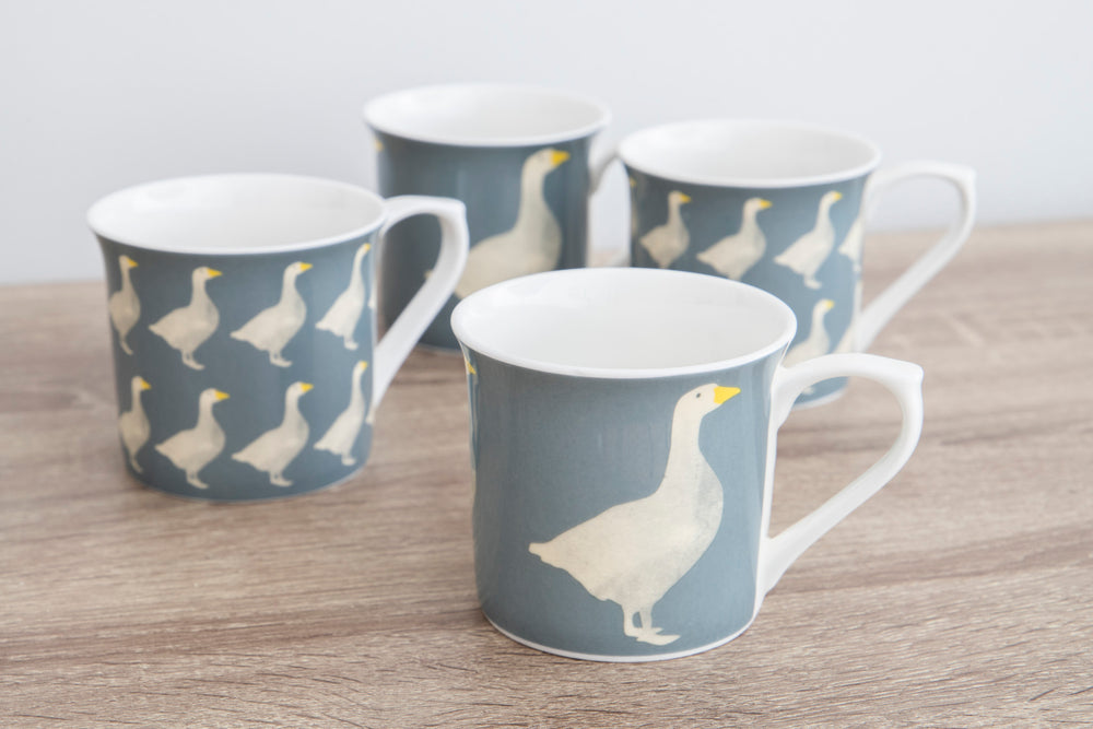 KitchenCraft Fluted Geese Design Mugs - Set of 4