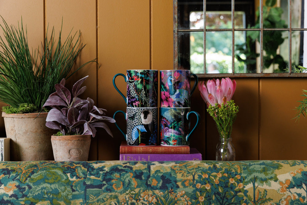 Mikasa x Sarah Arnett Porcelain Mug with Peacock Print, 350ml