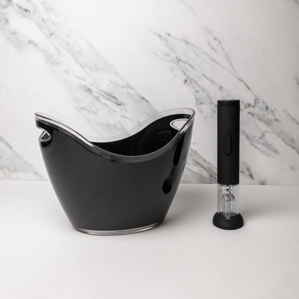 2pc Barware Set including Black Acryclic Drinks Pail and Electric Bottle Corkscrew image 2