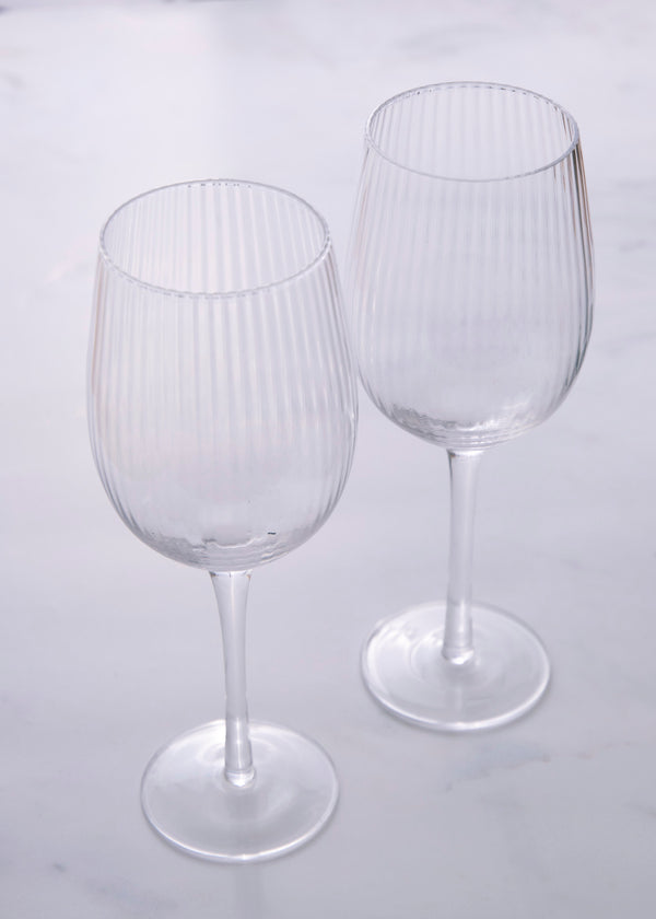 BarCraft Set of 2 Large Ribbed Wine Glasses in Gift Box image 8