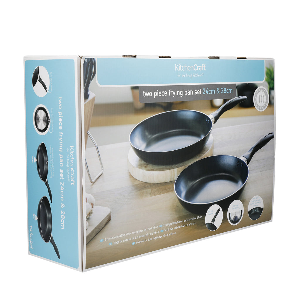 KitchenCraft Non-Stick Aluminium Frying Pan Set, 28cm and 24cm