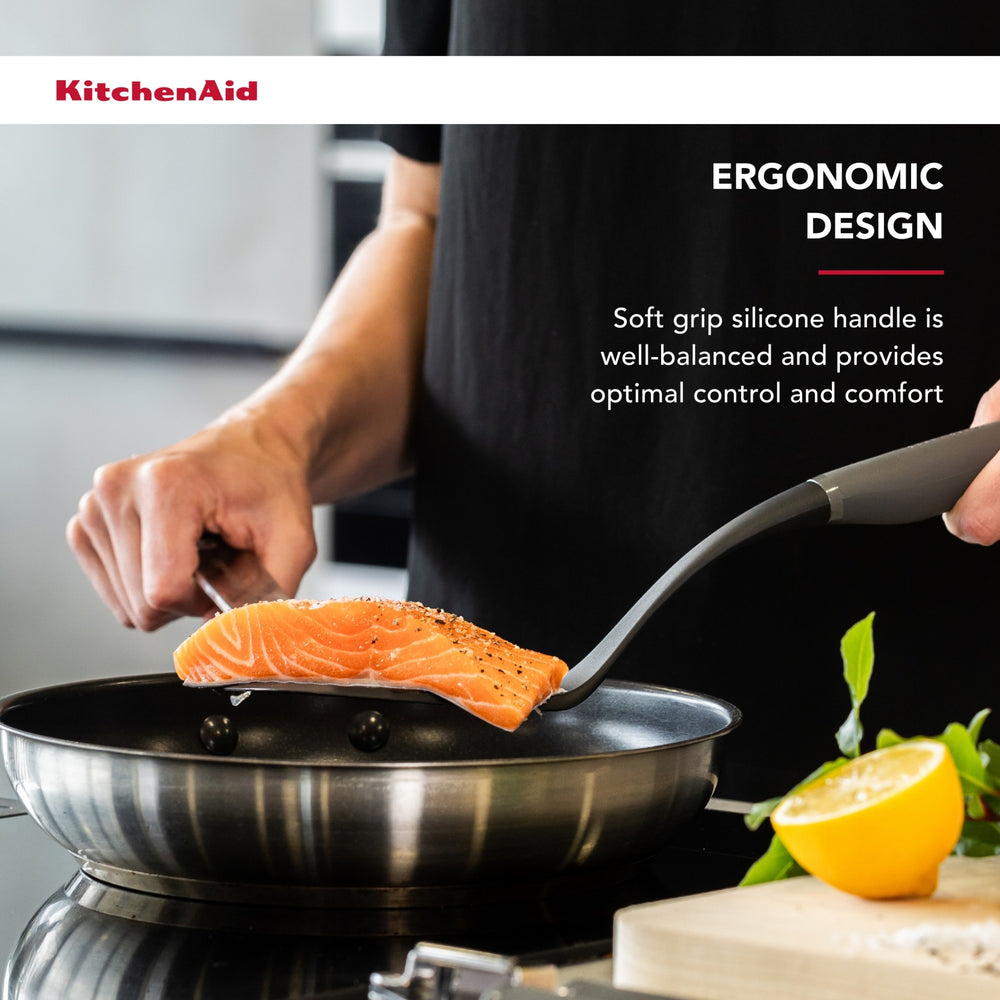 KitchenAid Soft Grip Slotted Turner - Charcoal Grey