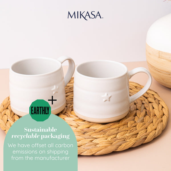 Mikasa Farmhouse Star Stoneware Mugs, Set of 2, 380ml, White image 12