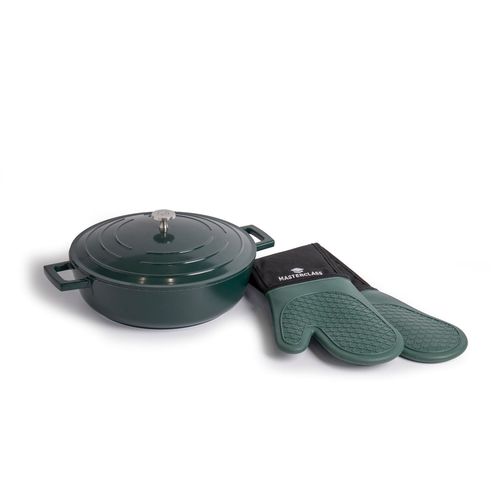 MasterClass 2pc Ovenware Set with Cast Aluminium Shallow Casserole Dish, 4L and Silicone Double Oven Glove image 1