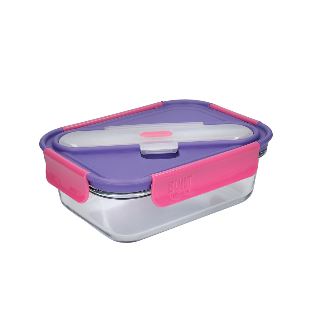 Built Active Glass 900ml Lunch Box with Cutlery