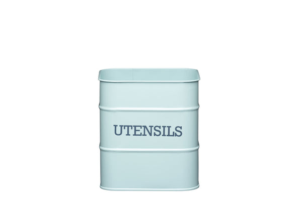 2pc Vintage Blue Stainless Steel Kitchen Storage Set including Compost Bin and Utensil Pot image 4