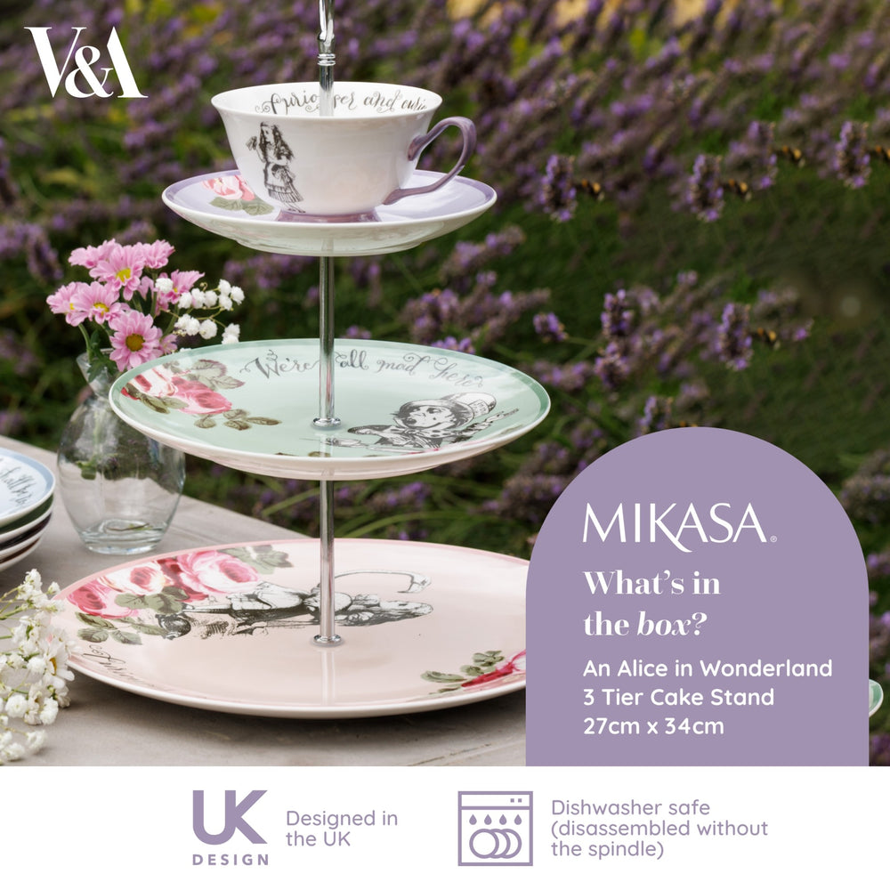 Mikasa and the V&A Alice In Wonderland Bone China 3-Tier Cake Stand