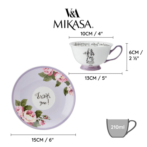 Mikasa and the V&A Alice In Wonderland Bone China Tea Cup and Saucer, 140ml image 8