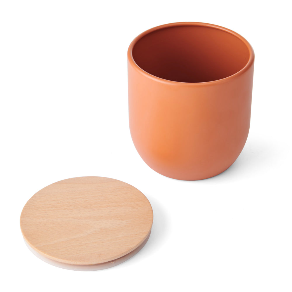 Idilica 3pc Terracotta Kitchen Canisters Set with Beechwood Lid