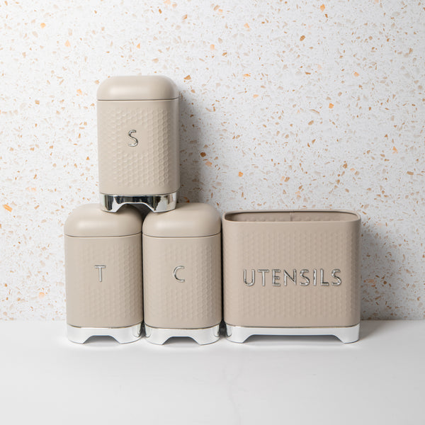 4pc Gift-Boxed Iced Latte Storage Set with Tea, Coffee and Sugar Canisters and Utensil Store - Lovello image 2