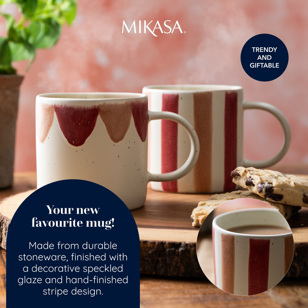 Mikasa Pink and Orange Stripe Mug, 380ML
