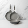 3pc Cookware Set with 2x Non-Stick Cast Aluminium Frying Pans, 26cm & 28cm and a 28cm Wok - Induction Safe image 2