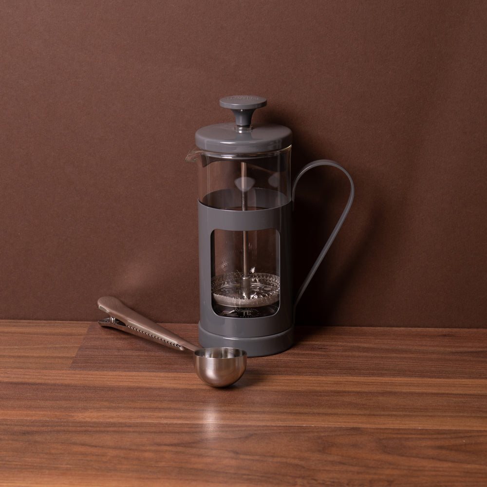 2pc Cafetière Set with Monaco Cool Grey 8-Cup Cafetière and Coffee Measuring Spoon with Clip
