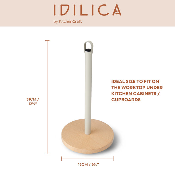 KitchenCraft Idilica Kitchen Roll Holder with Beechwood Base, 31.5cm image 8