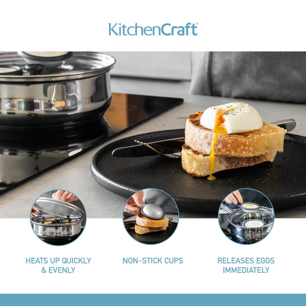 KitchenCraft Stainless Steel Four Hole Egg Poacher image 10