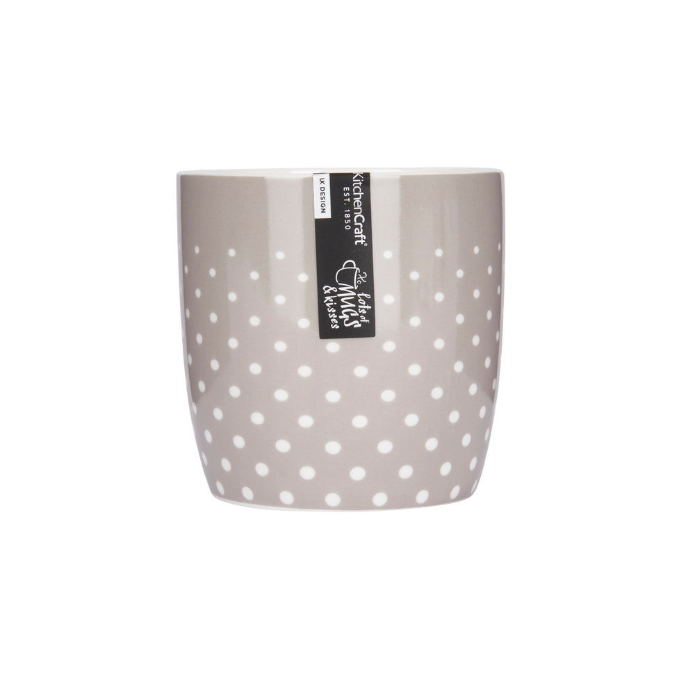 Set of 4 KitchenCraft China Grey Polka Mugs