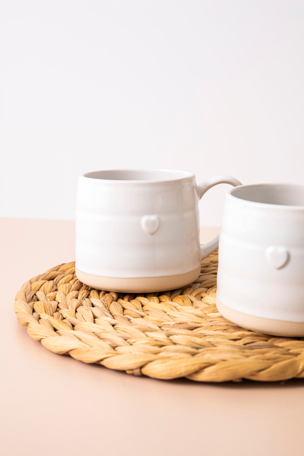 Mikasa Farmhouse Heart Stoneware Mugs, Set of 2, 380ml, White