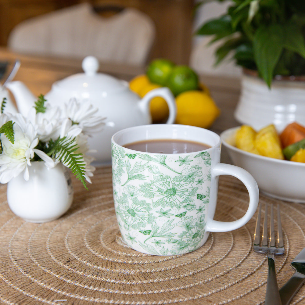 KitchenCraft Set of Four China Botanical Leaf Mugs