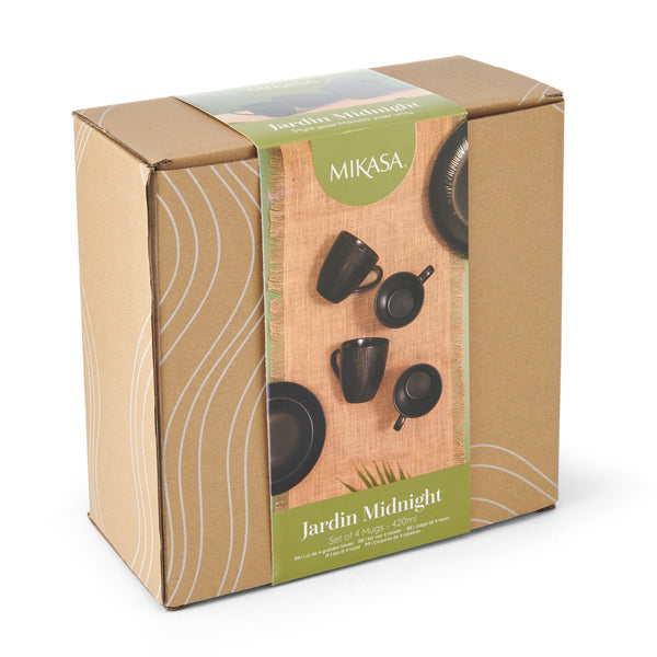 Mikasa Jardin Midnight Stoneware Mugs, Set of 4, 420ml, Black image 3