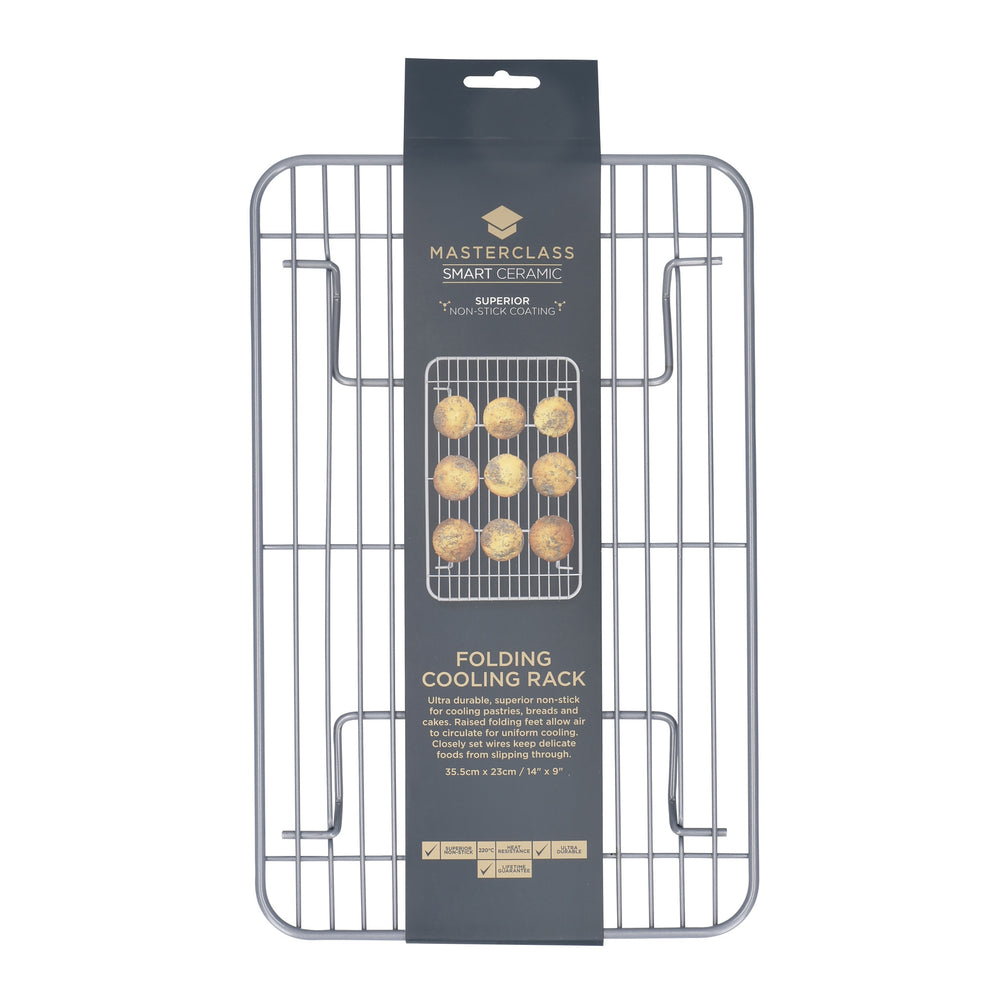 MasterClass Smart Ceramic Non-Stick Roasting / Cooling Rack with Folding Legs, Carbon Steel - Grey