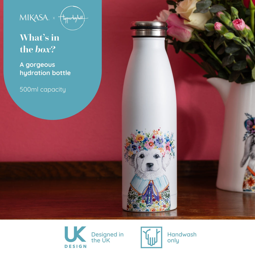 Mikasa Tipperleyhill Puppy Stainless Steel Water Bottle, 500 ML