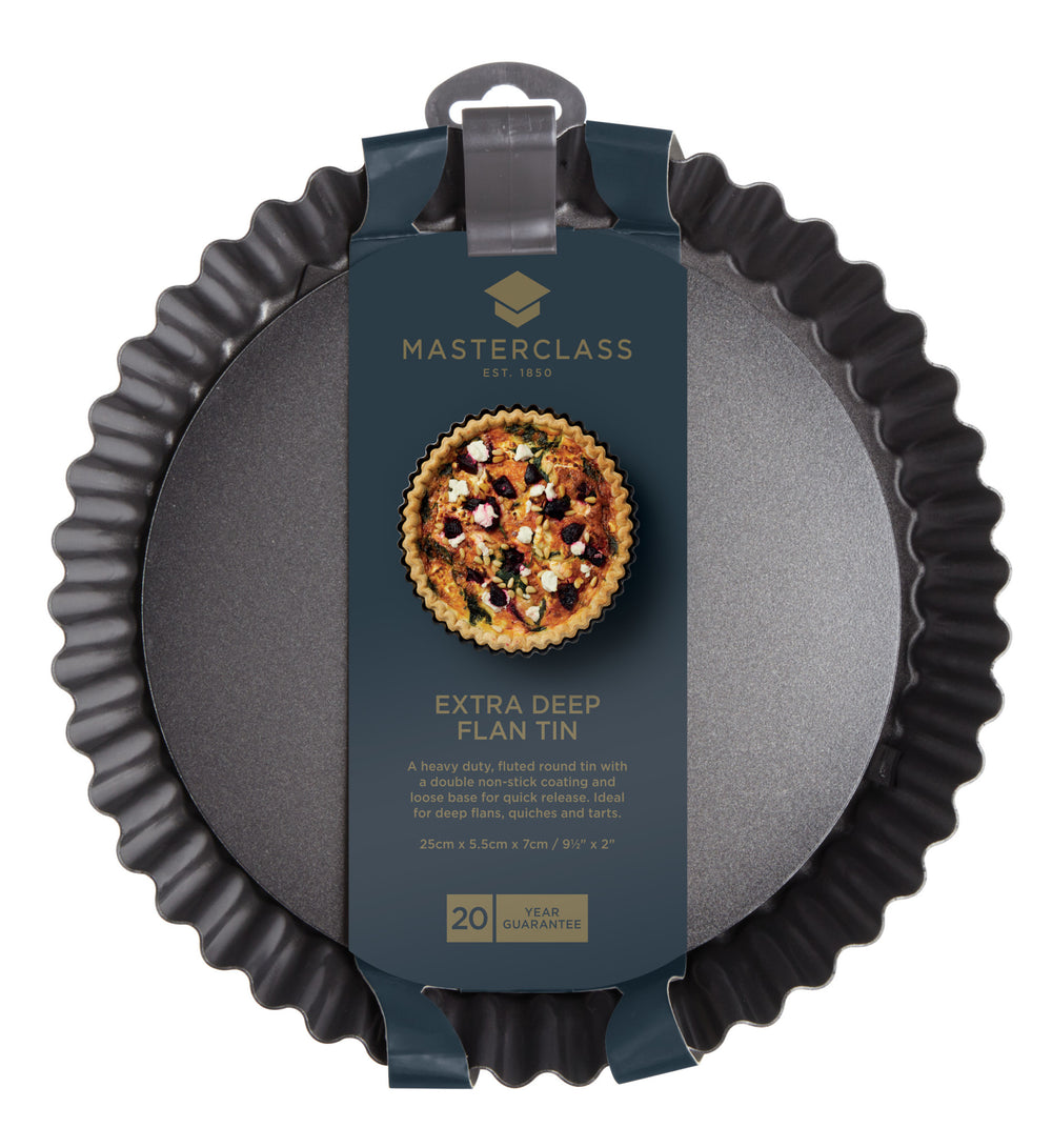 MasterClass Non-Stick Extra Deep Fluted Flan Tin, 25cm