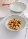 KitchenCraft Pasta Bowls Set of 4 in Gift Box, Lead-Free Glazed Stoneware, Green / White, 22cm image 5